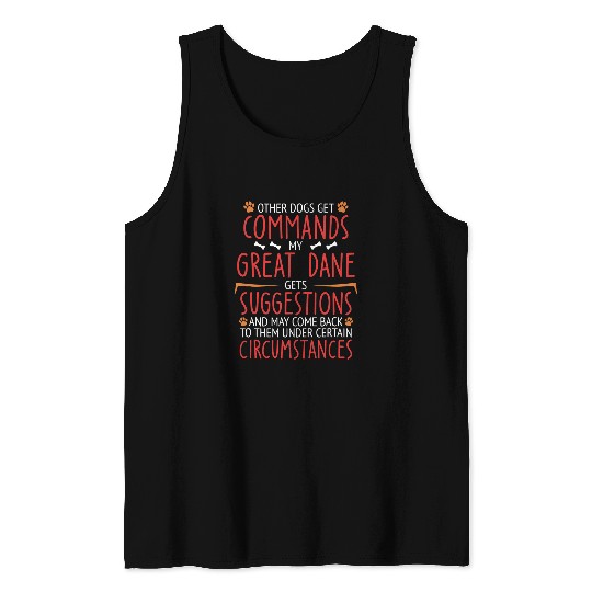 Dog Great Dane Commands T-Shirt Tank Tops