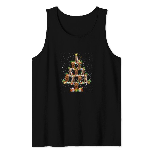 Dog Goldendoodle Xmas Lighting Santa Goldendoodle Dog Christmas Tree 3 Tank Tops