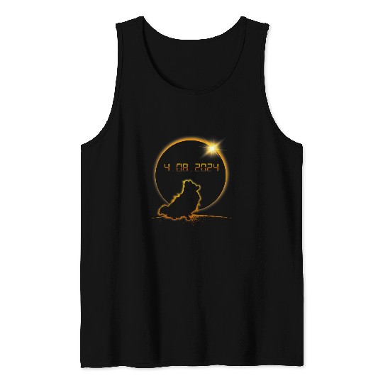 Total Solar Eclipse Pomeranian Dog April 8 2024 Totality Tank Tops