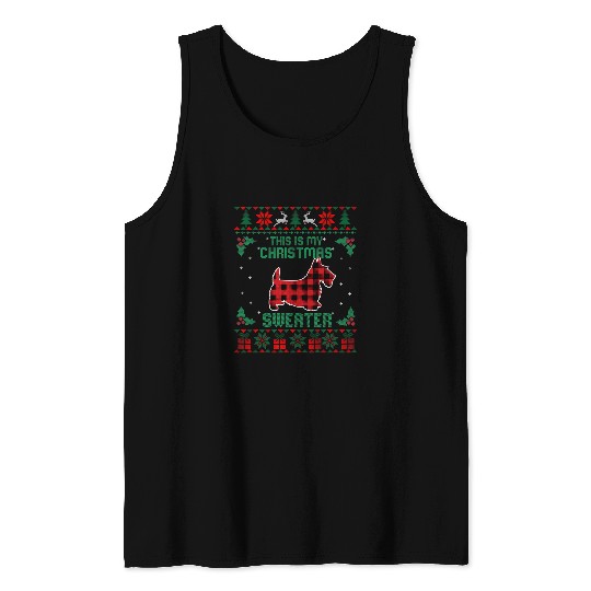 This Is My Christmas Sweater Scottie Dog Lovers Ugly Xmas Tank Tops