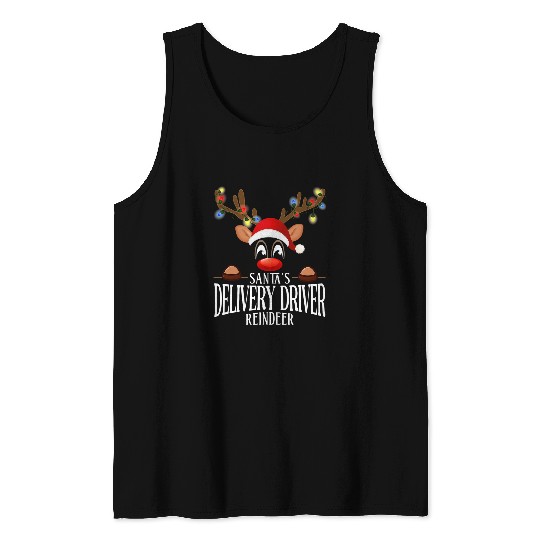 Santas Delivery driver Reindeer Funny xmass Matching PJS Tank Tops