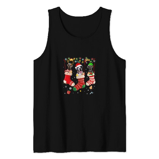 Dog Great Dane Christmas Lights Shirt Funny Xmas Dog Lover Tank Tops