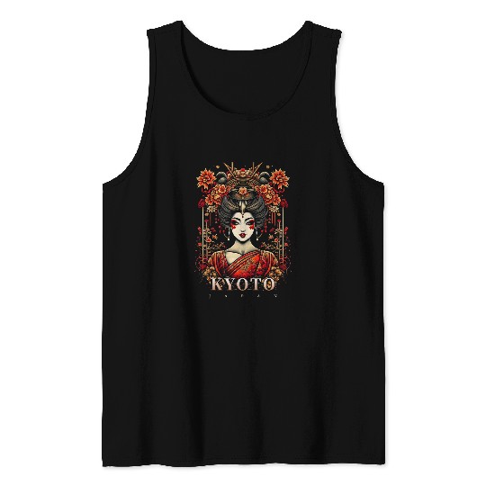 Kyoto Japan Geisha Art Nouveau Tank Tops