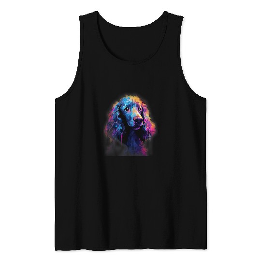 Poodle Dog Abstract Impression Colorful Graphic Art Tank Tops
