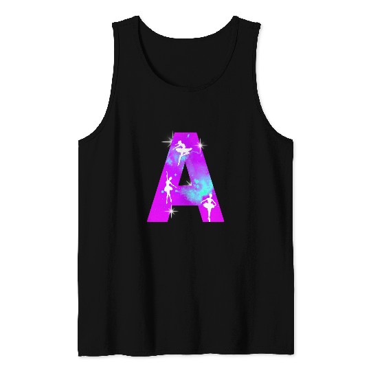 Letter A Monogram Dance Cosmic Ballerina A Name Tank Tops