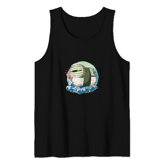 Sushi Halloween Mummy Japanese Great Wave Kanagawa Tank Tops