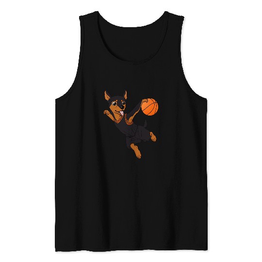 Miniature Pinscher Basketball Funny Dog Athletic Tank Tops