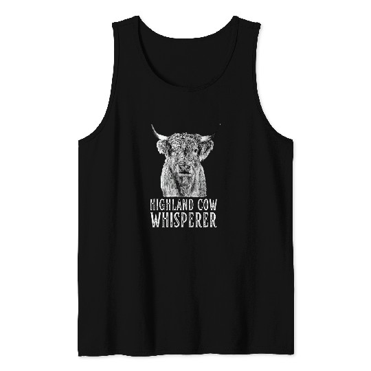 Highland Cow Breeder Scottish Cattle Hairy Cow Farmer Tank Tops
