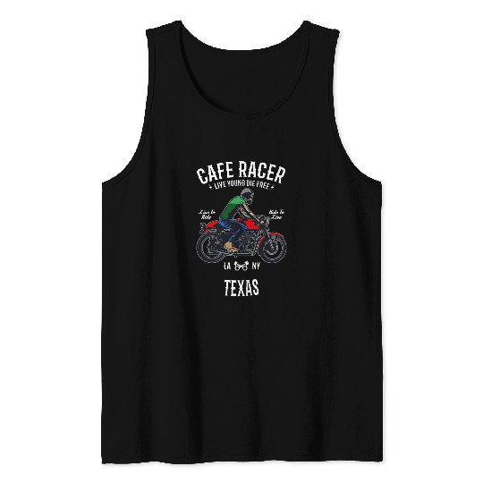 Texas Cafe Racer Original Motorcycle Graphic Design Novelty Tank Tops