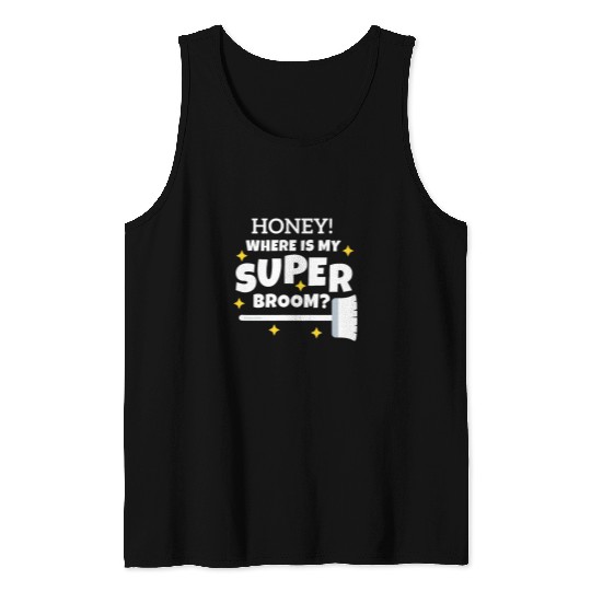 Super Broom Sweeping Maid Janitor Cleaner Funny Cleaning Tank Tops