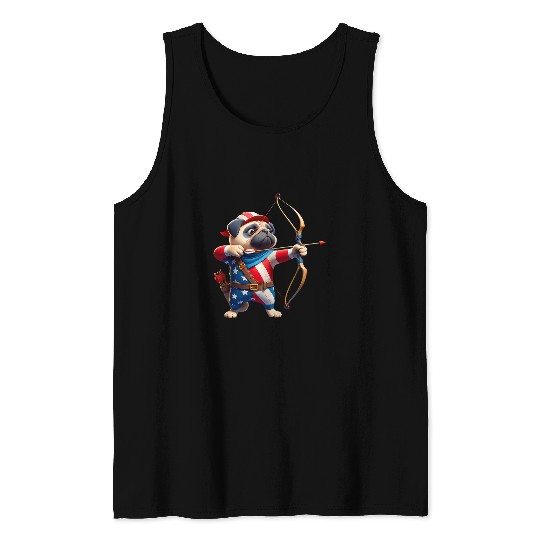 Pug Archery Team Archer Dog Men Women Kids Tank Tops