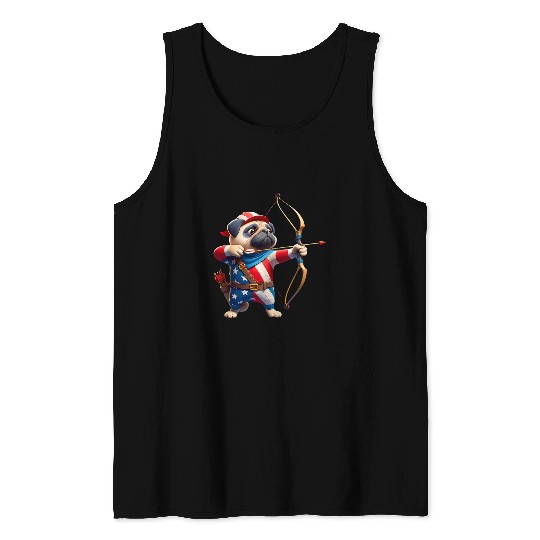 Pug Archery Team Archer Dog Men Women Kids Tank Tops