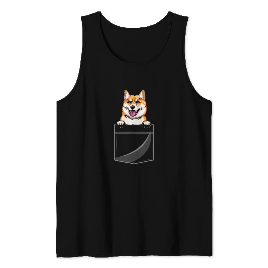 Dog Shiba Inu In A Pocket Tank Tops