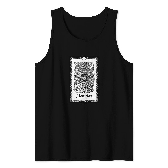 Tarot Card The Magician Skull Goth Punk Magic Occult Tank Tops
