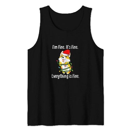 santa corgi christmas tree light pajama dog xmass matching Tank Tops