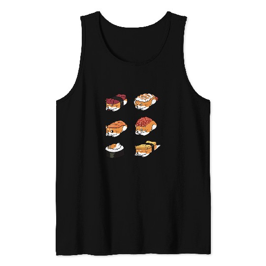 Dog Shiba Inu Japanese Sushi Nigiri Dog Tank Tops