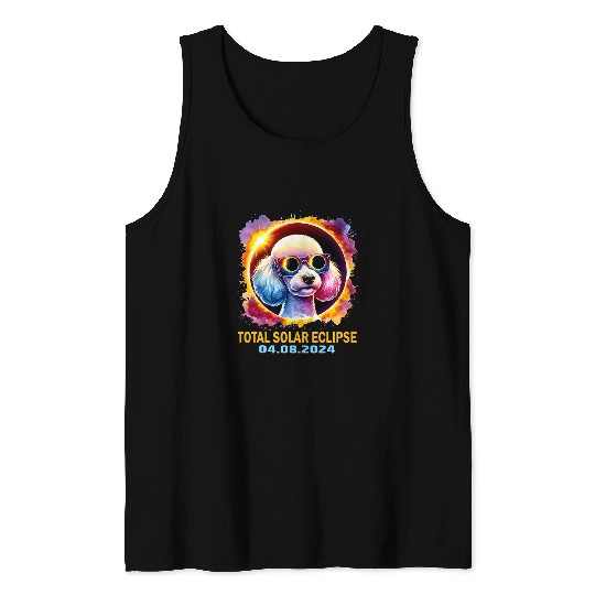Total Solar Eclipse 2024 Poodle Dog Eclipse Glasses Colorful Tank Tops