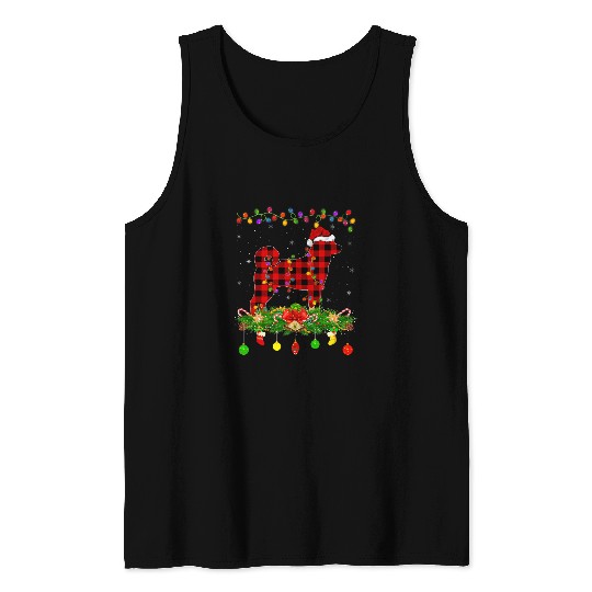 Matching buffalo plaids Norwegian Elkhound Christmas Pajama Tank Tops