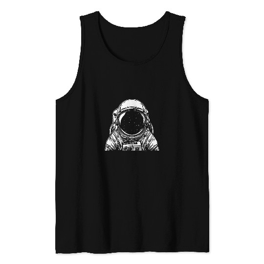 Minimalist Astronaut in Galaxy Space Tank Tops