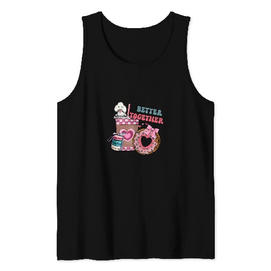 Poodle Better Together Groovy Retro Valentines Day Tank Tops