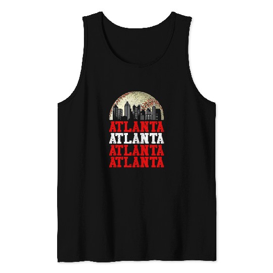 vintages Atlanta Distressed Baseball Lover Player and Fans Tank Tops