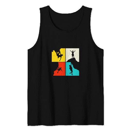 Mountain Climber Boulder Sports Hobby Retro Rock Climbing 3 Tank Tops