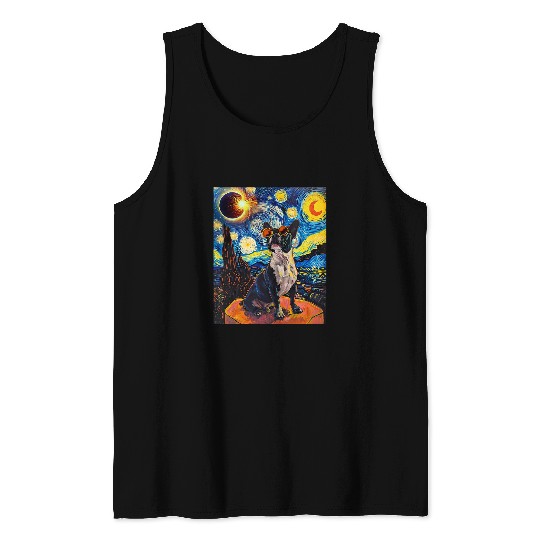 Total Solar Eclipse Boston Terrier Dog Tank Tops