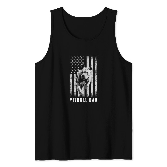 Mens bests Pitbull Dad Ever   American Flag 4th Of July Tank Tops