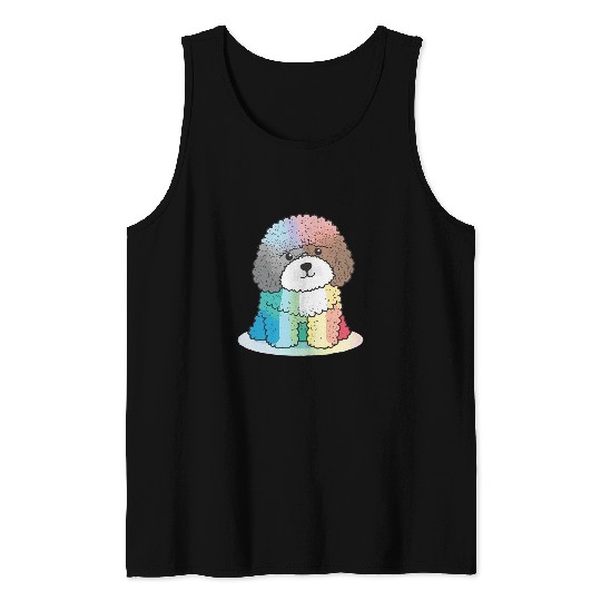 Portuguese Water Dog Colorful Anime Kids Cartoon Rainbow Tank Tops
