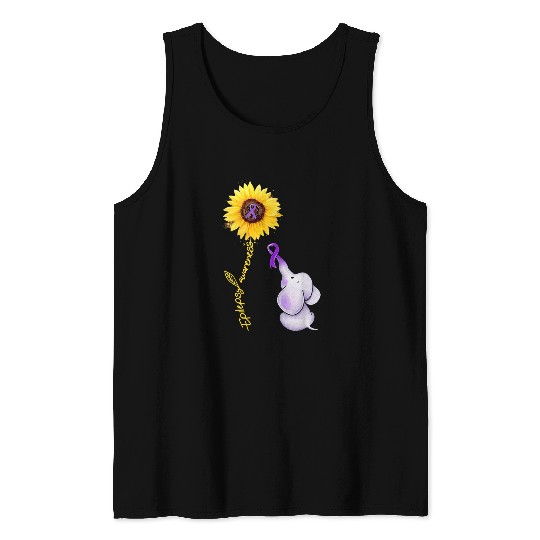 purple ribbon elephant sunflower epilepsy awareness Tank Tops