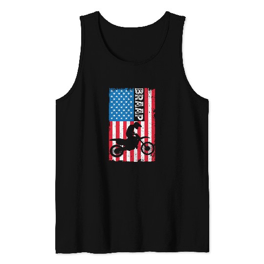 vintages Motorcycle Dirt Bike Motocross American Flag Tank Tops