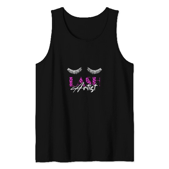 Womens Lash Artist Eyelash Extention Lash Stylist Eyelashes Leopard Tank Tops