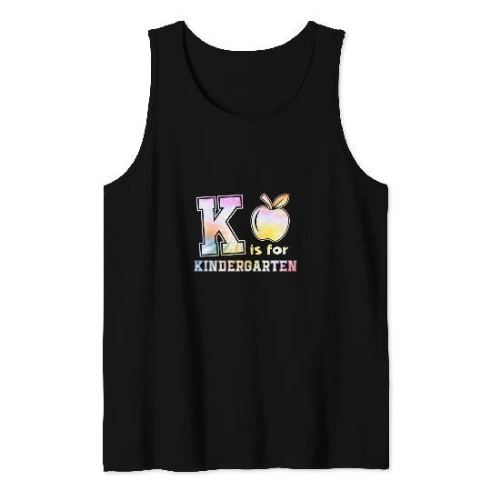Back To School K Is For Kindergarten Tie Dye Apple Student Tank Tops