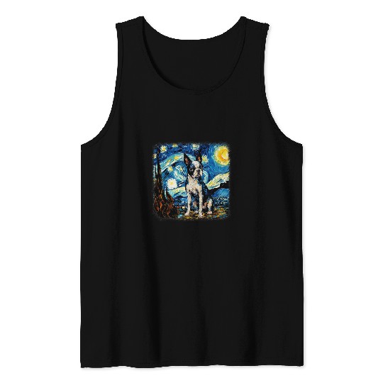 Van gogh Boston Terrier in starry night Tank Tops