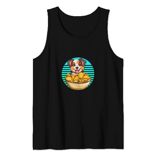 Kawaii Potato Chips Australian Shepherd Lover Boys Tank Tops