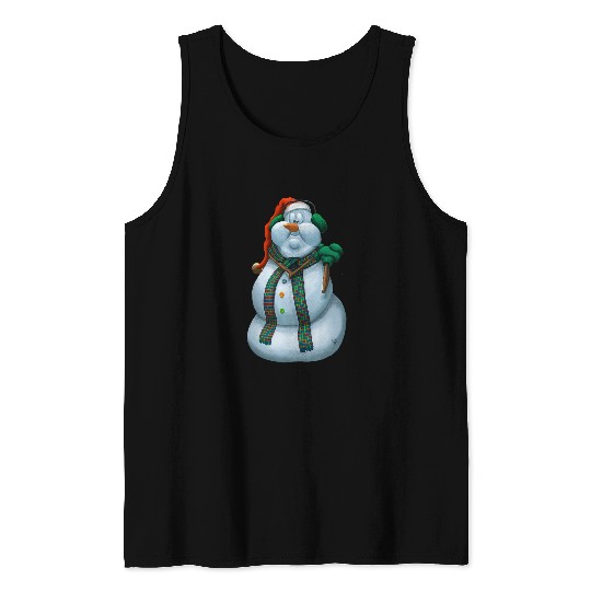 Lovable Happy Christmas Snowman Tank Tops