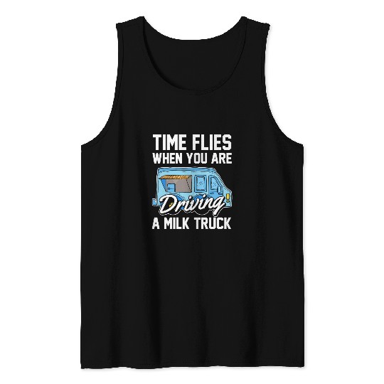Milk Farm Dairy Cow Farming Farmer Driving Milk Truck Retro Tank Tops