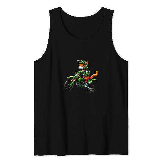 Motocross Dirt Bike Orange Cat Enduro Boys Men Kids Tank Tops