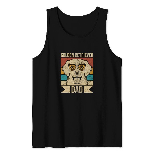 Mens Dog Papa Animal Pet Lover Owner vintages Golden Retriever Dad Tank Tops