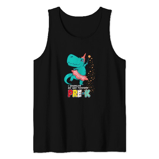 Kids Cute Magical Ballerina Dino Unicorns PreK Graduation Girls Tank Tops