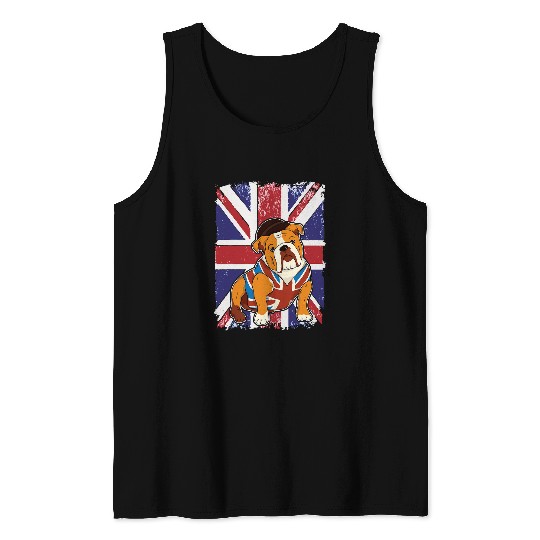 Union Jack British Flag UK English British Bulldog owner Tank Tops