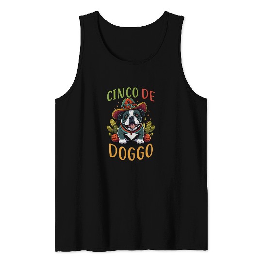 Happy Cinco De Doggo Cinco de Mayo Bulldog Tank Tops