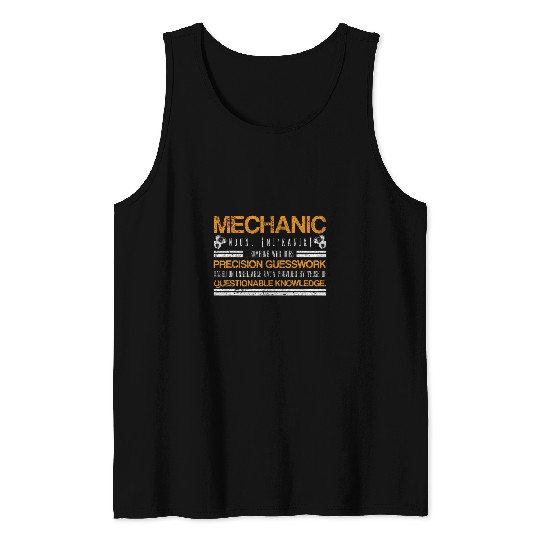 Mechanic Questionable Knowledge Garage Shift Racks Race Car Tank Tops