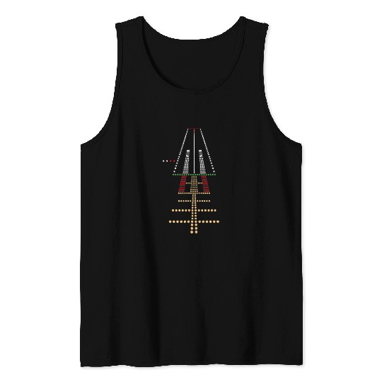 Airport Pilot Approach Lights Final Approach at Night Tank Tops