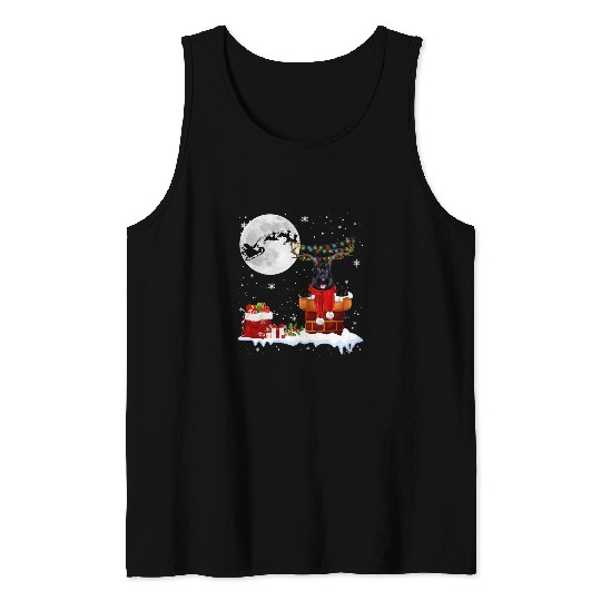 Dog Scottish Terrier Chimney Ugly Christmas Lights xmass Pajamas Tank Tops