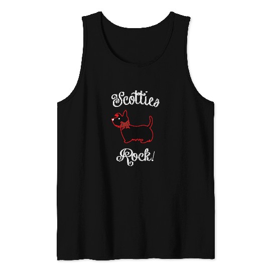 Dog Scottish Terrier Scotties Rock Scottie Dog Lover Novelty Tank Tops
