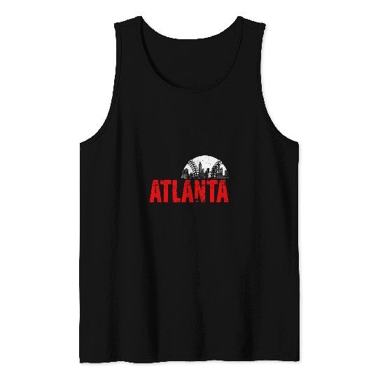 vintages Atlanta Funny Baseball Lover Player and Fans Tank Tops