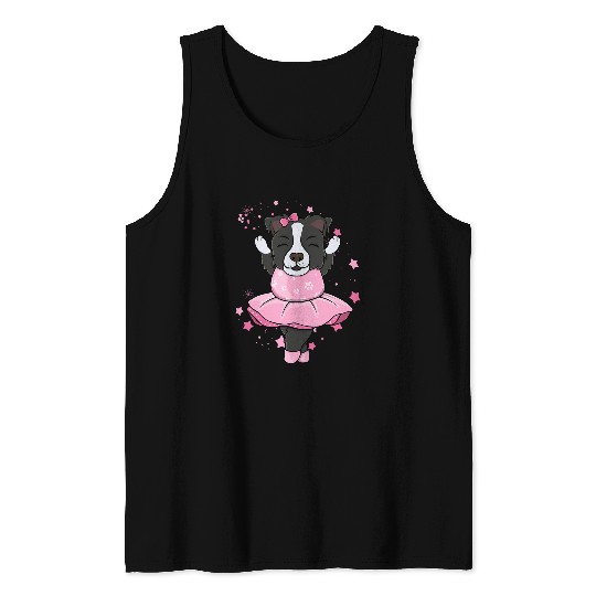 Sweet pink Ballerina Border Collie Dog Ballett in Tutu Tank Tops