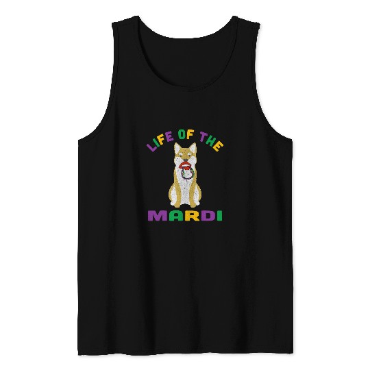 Dog Shiba Inu Life of the Mardi Gras Crew Lips Shiba Inu Tank Tops