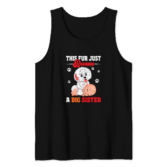 This Fur Just Became Big Sister Cute Bichon Frise Tank Tops